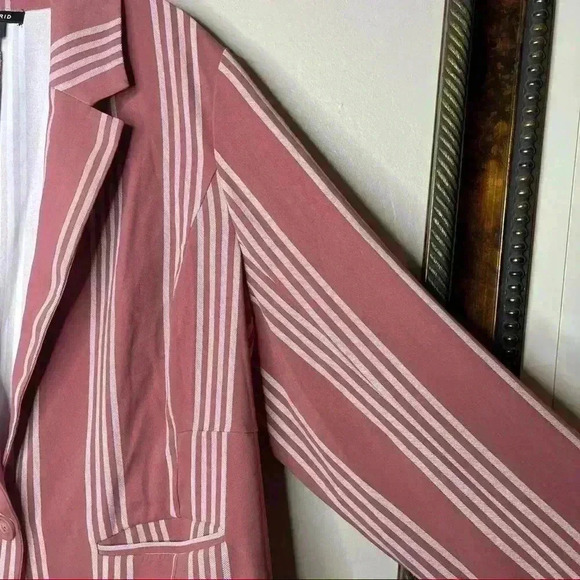 Torrid DUSTY ROSE STRIPE LONGLINE BOYFRIEND BLAZER Sz 3 - Picture 2 of 7